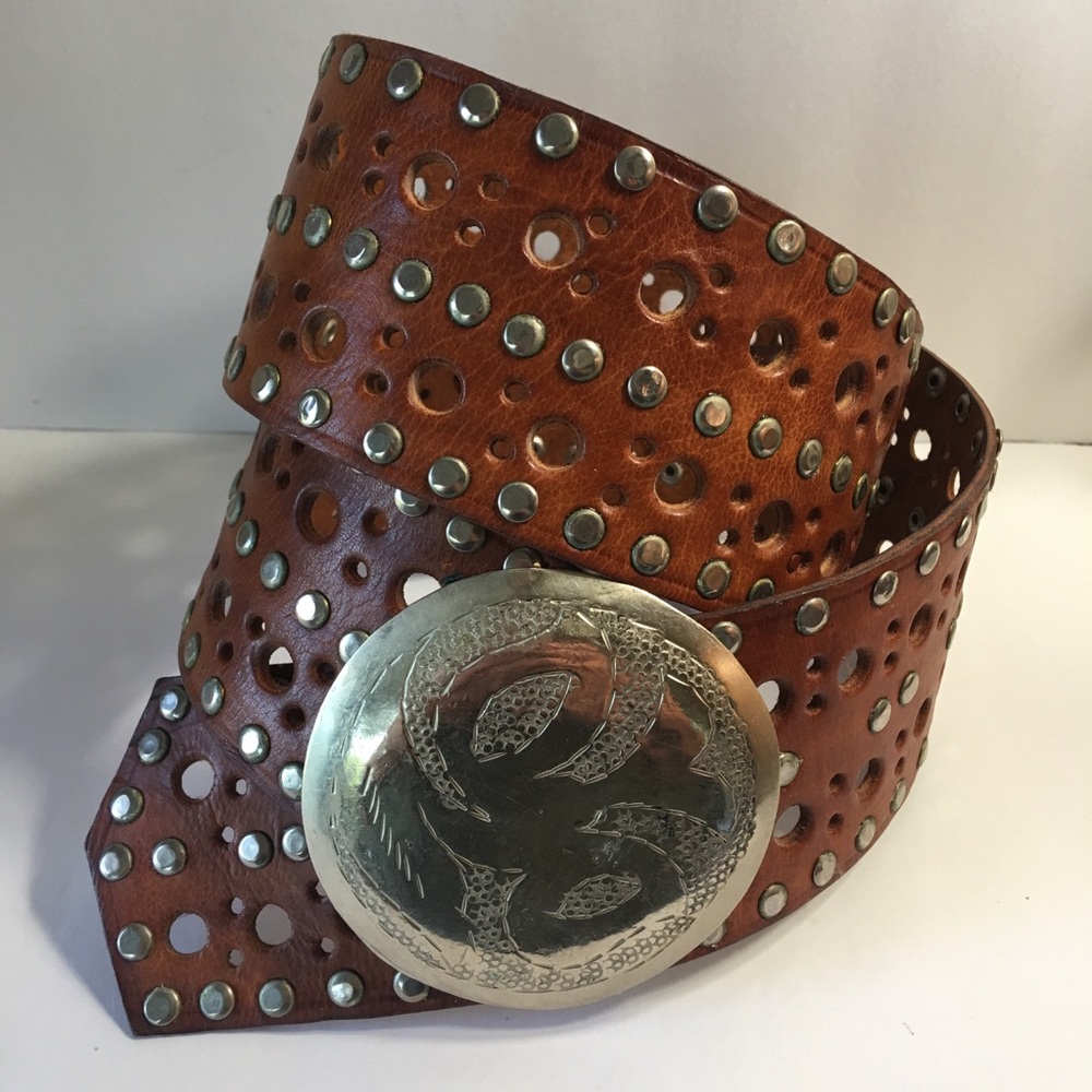 Silver Buckle Studded Leather Belt
Lord and Taylor